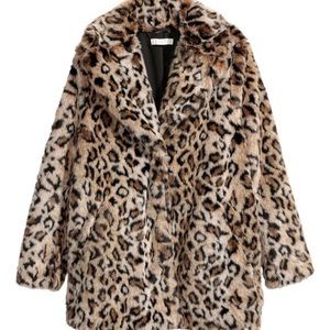 H&M faux leopard coat